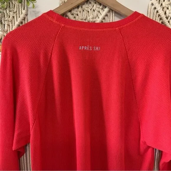 AERIE Real Soft Apres Ski Long Sleeve Thermal Tee To Be Continued Red Medium - Picture 7 of 12